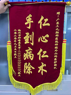 患者，女，62岁。因头痛10余年，视物模糊1年前来就诊。诊断：左侧纤维型脑膜瘤，8月25日入院，9月4日康复出院。